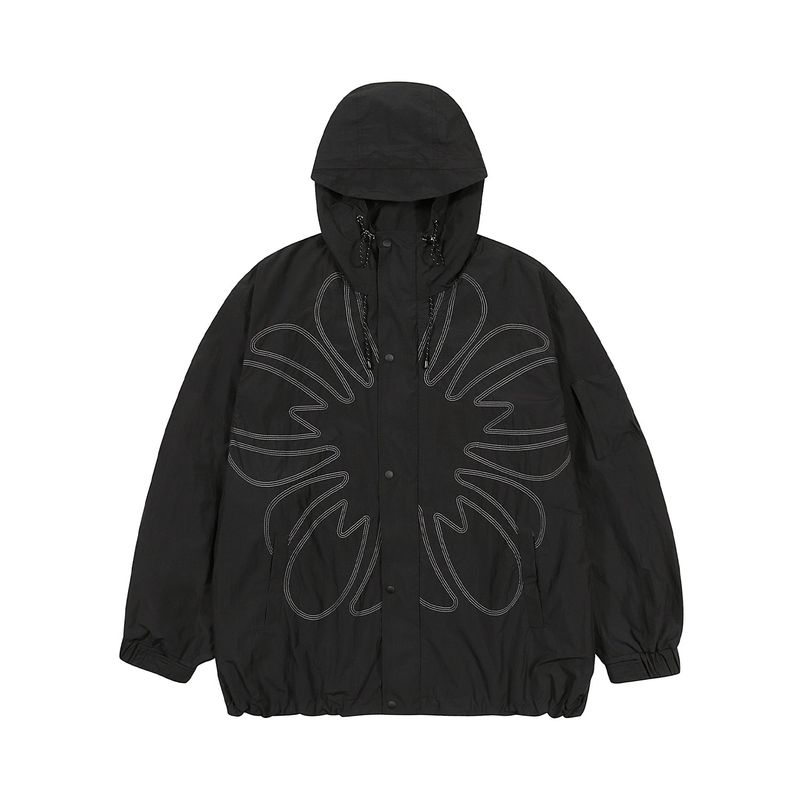 [24SS LSD COLLECTION] MUGUNG Stitch Recycled Hoodie Windbreaker_Black