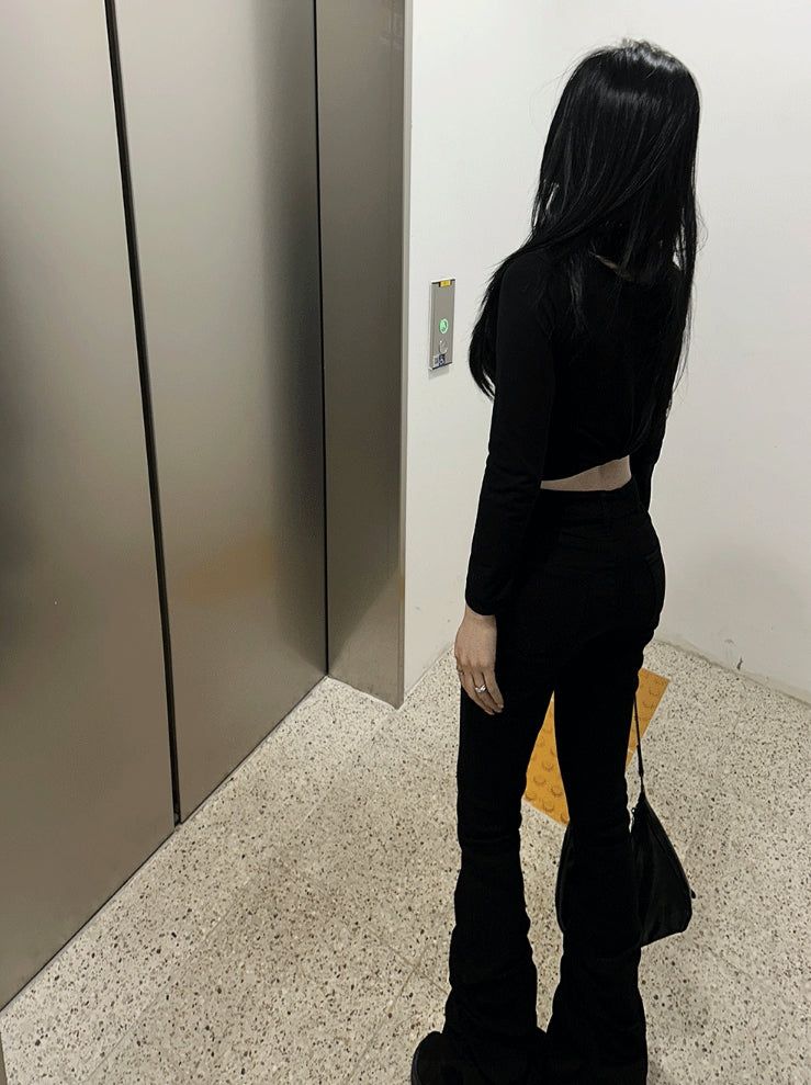 Long leg shirring silhouette pants