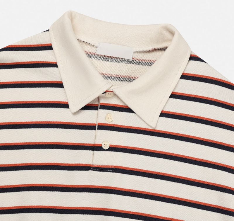 Sweat collar striped sweatshirt