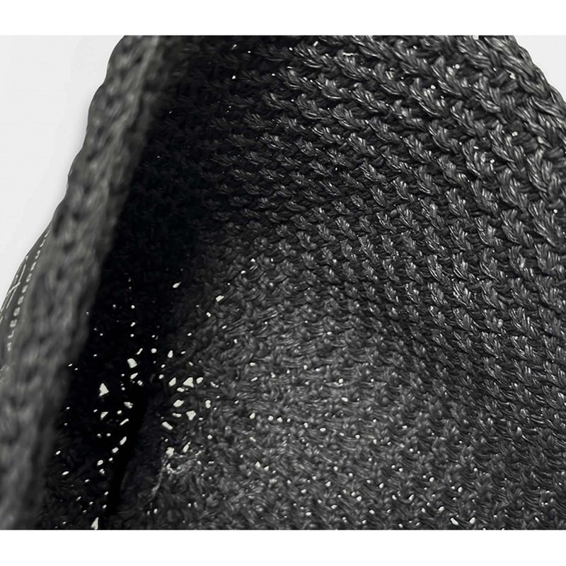 Over size long logo knit bucket hat_cold black