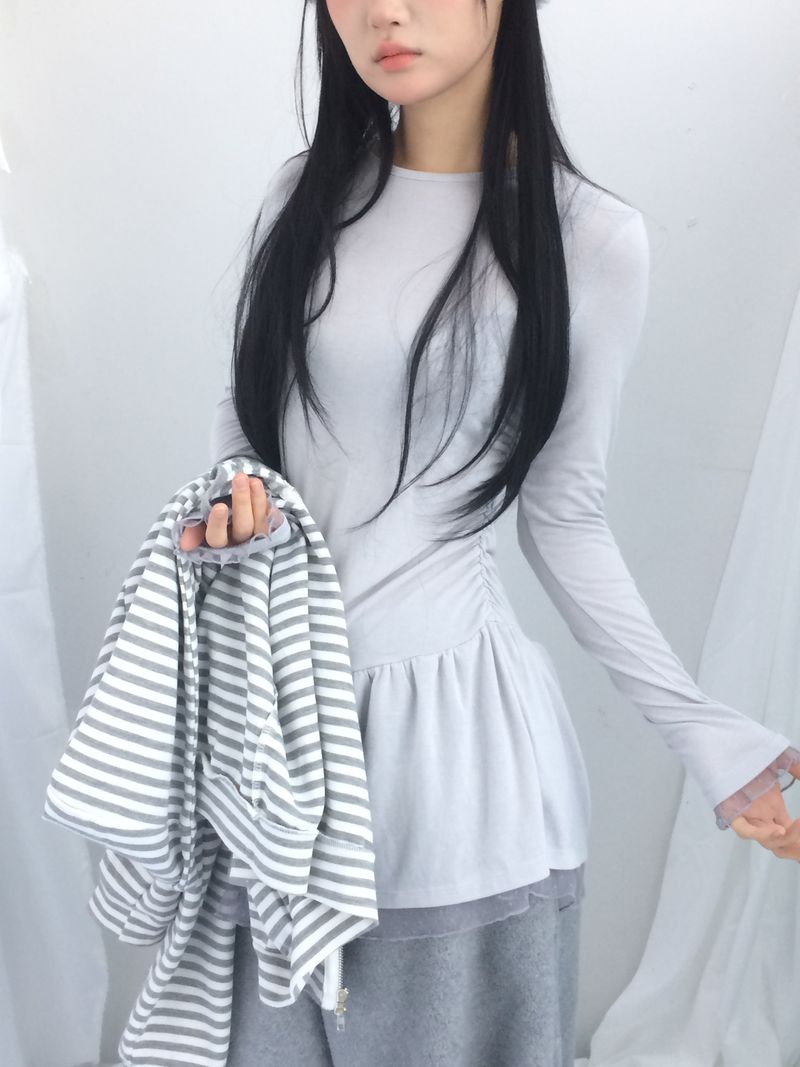 chiffon ruffle line dress