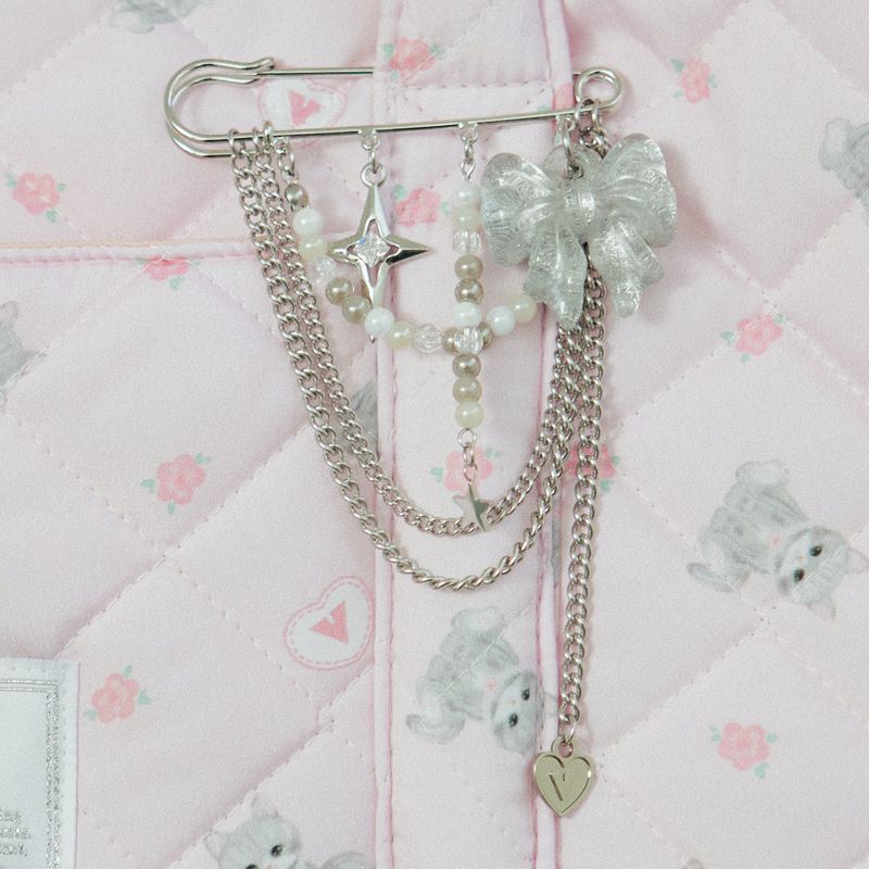 Princess Ribbon Safety Pin Keyring