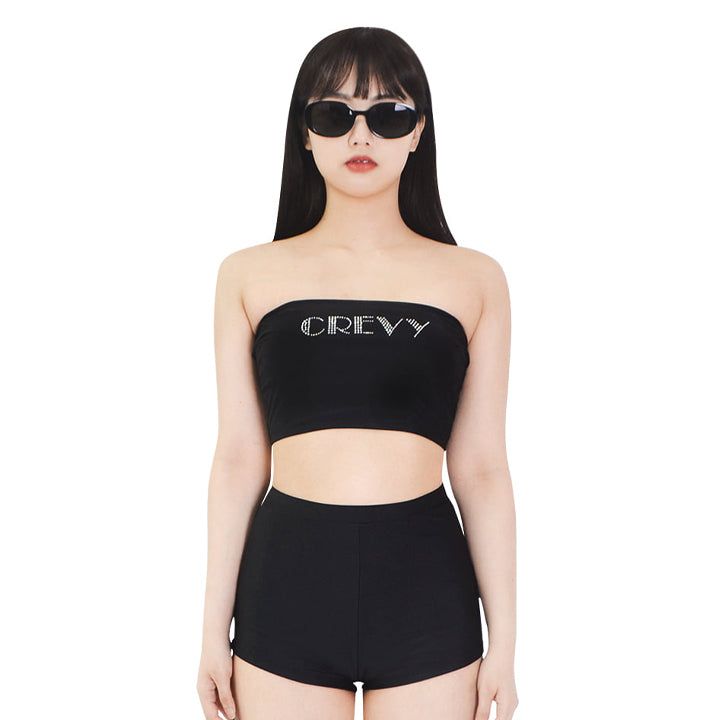 CREVY（クレビー）の「cubic lettering logo tube bra top (black)（Tops）」