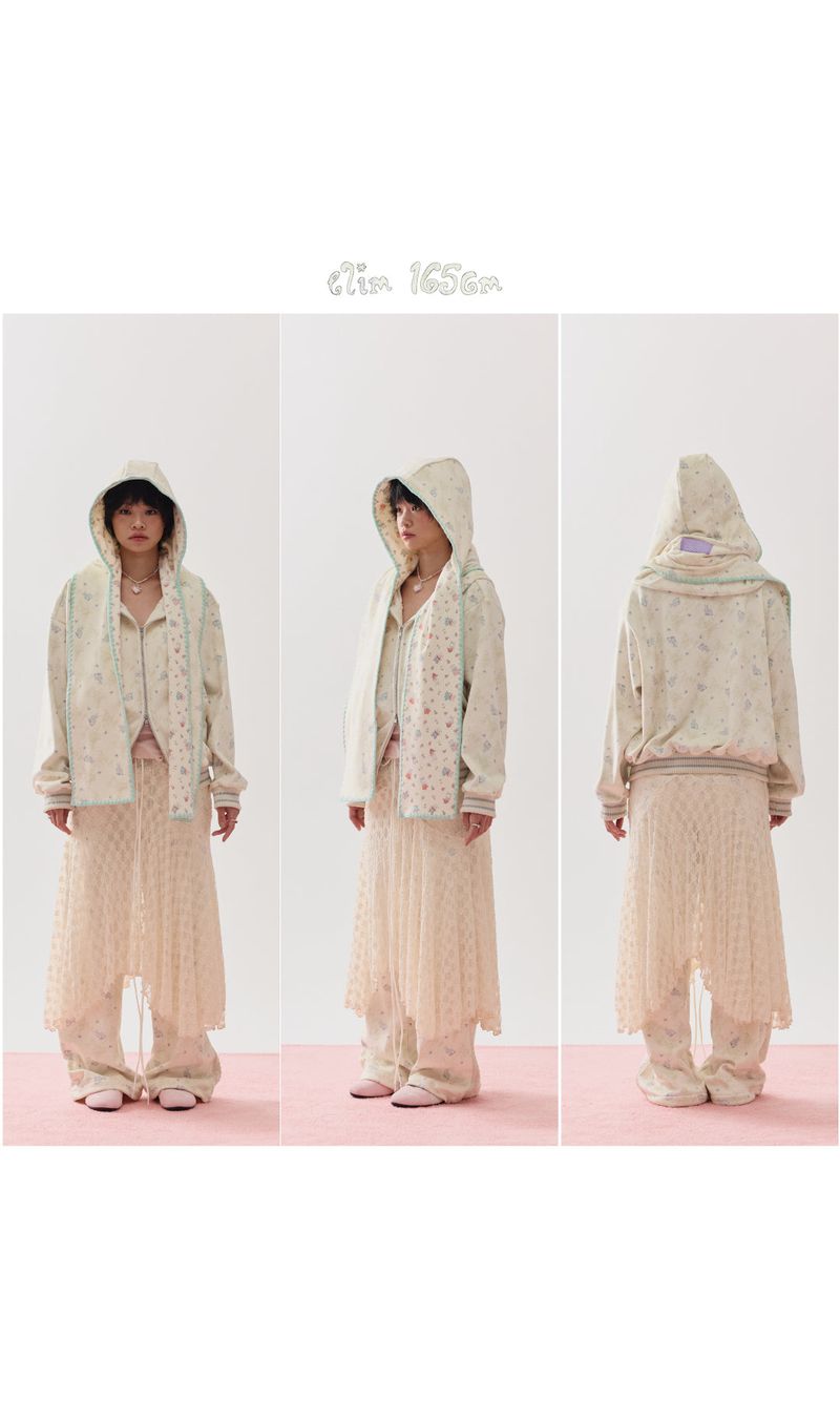 rabbit fluffy hoodie cream