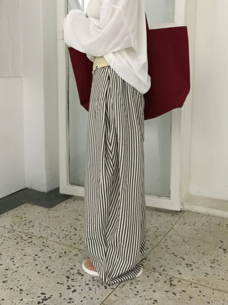 Seersucker striped wide pants (2c)