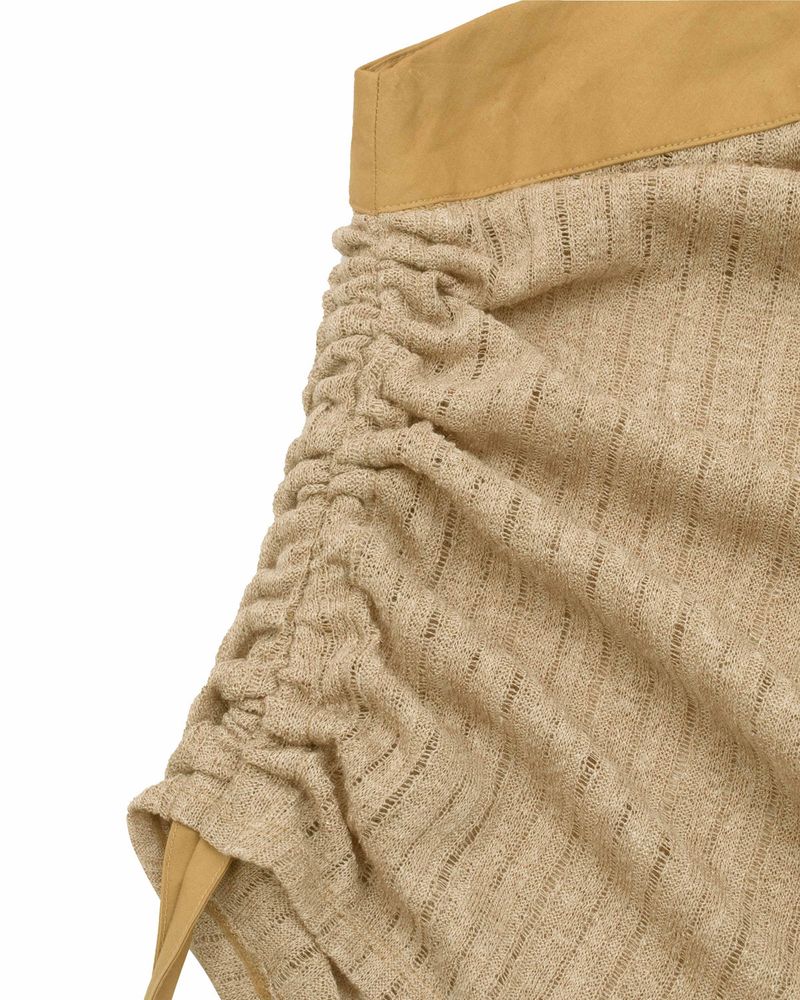  Detachable Sleeve One Shoulder Top _ BEIGE
