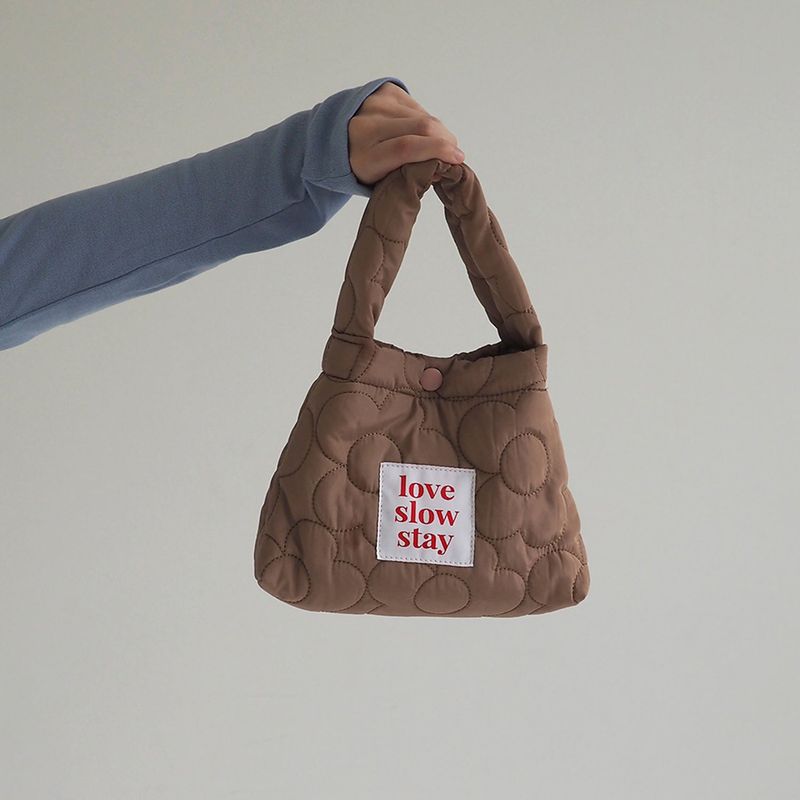 flower padding tote-beige