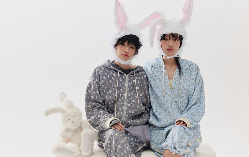 rabbit fluffy hoodie grey