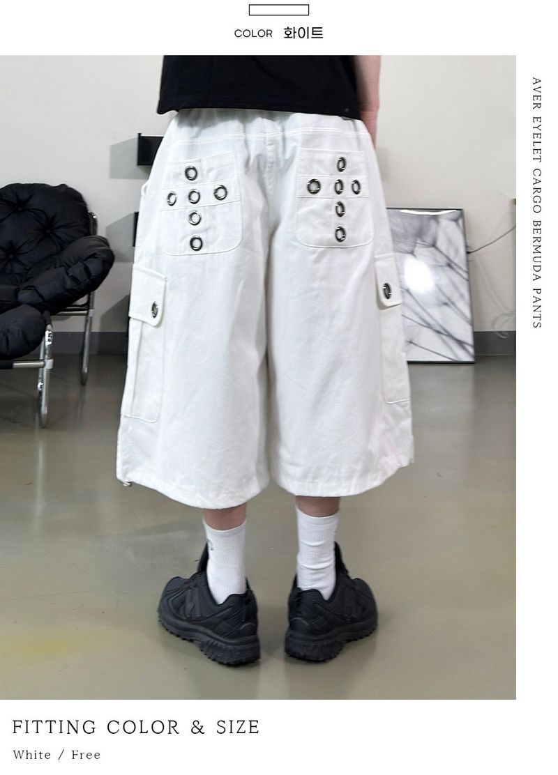 Aver Eyelet Cargo Bermuda Pants