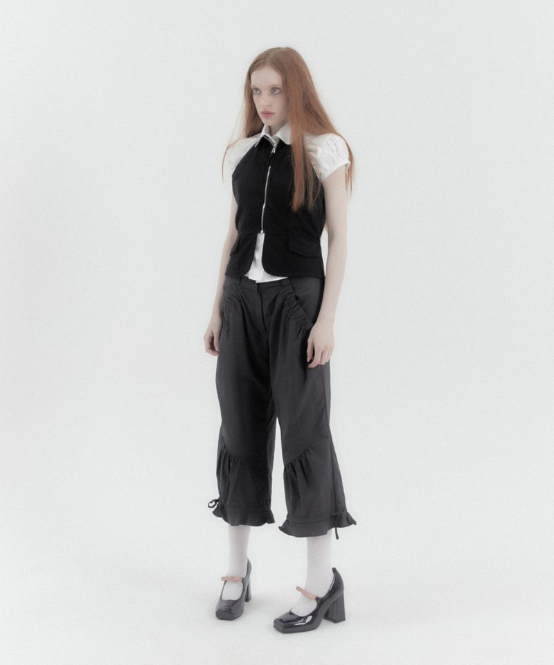 Capri Nylon Shirring Pants Gray