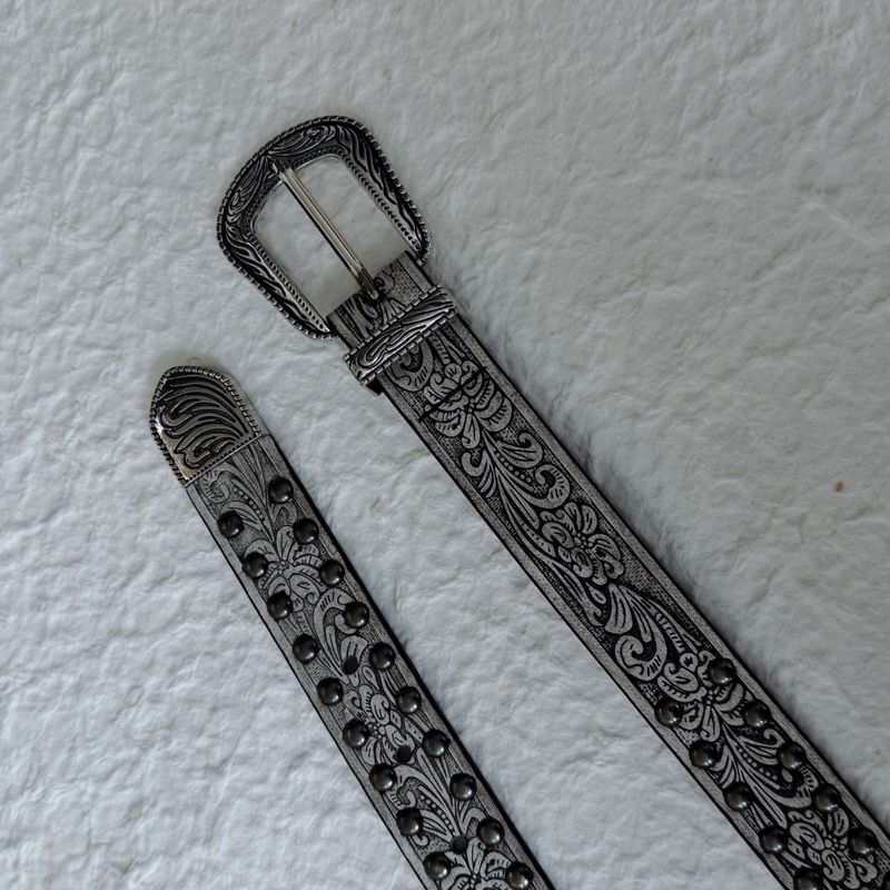 Vintage Tooled Stud Belt