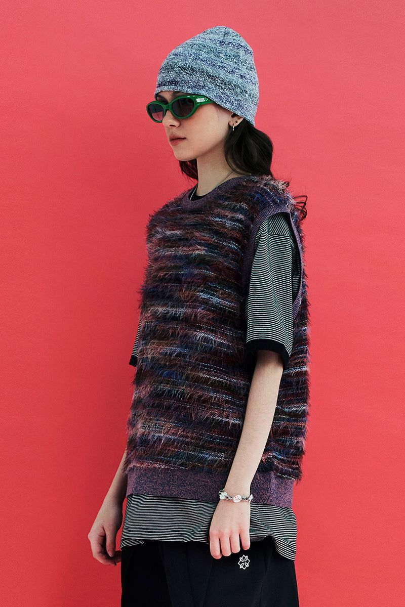 FUR KNIT VEST / PURPLE