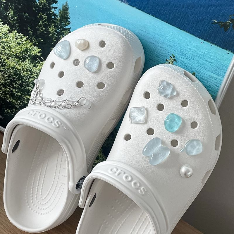 [made]blue pearl pebble resin shoes charm set 