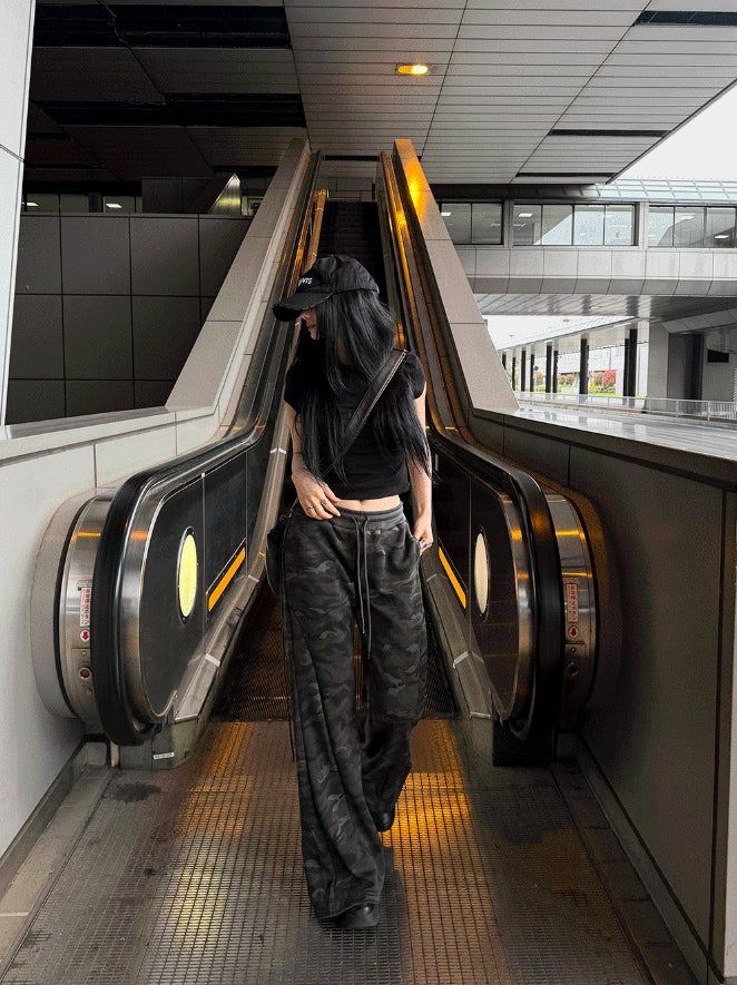 Camo Long Slim Flare Pants