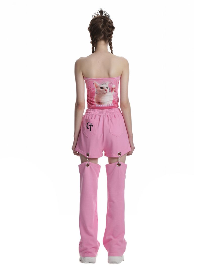 0 9 cut out sweatpants - PINK