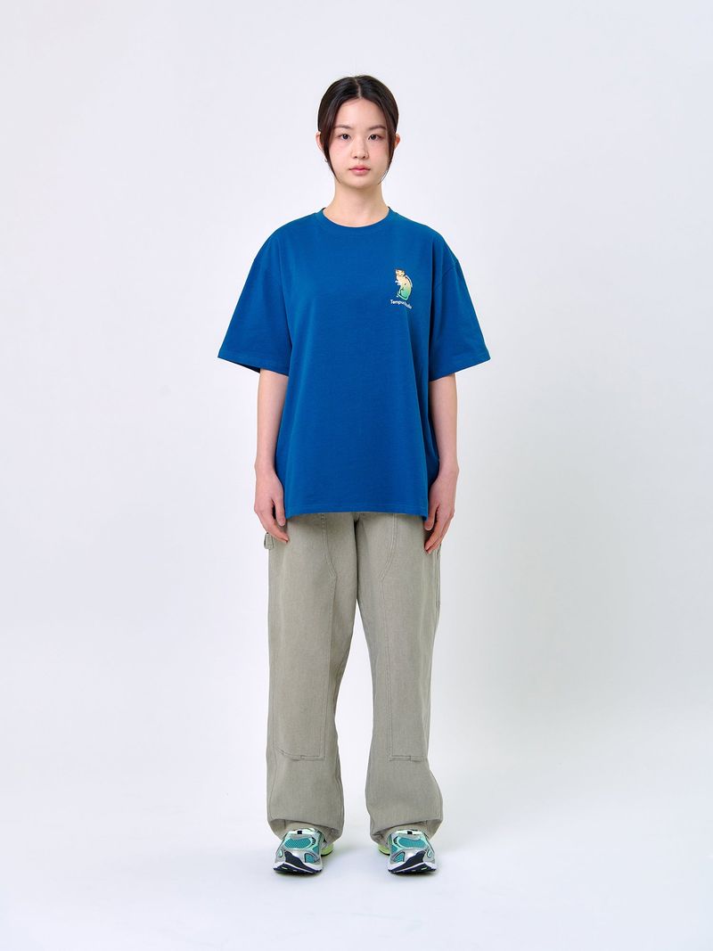 SMILING CAT T-SHIRT_Teal