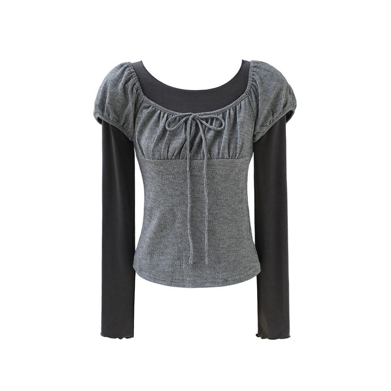 Cozy&Kitsch（コージーアンドキッチ）の「Lovely Contrast Shirring Point T-shirt 233103665（Tops）」