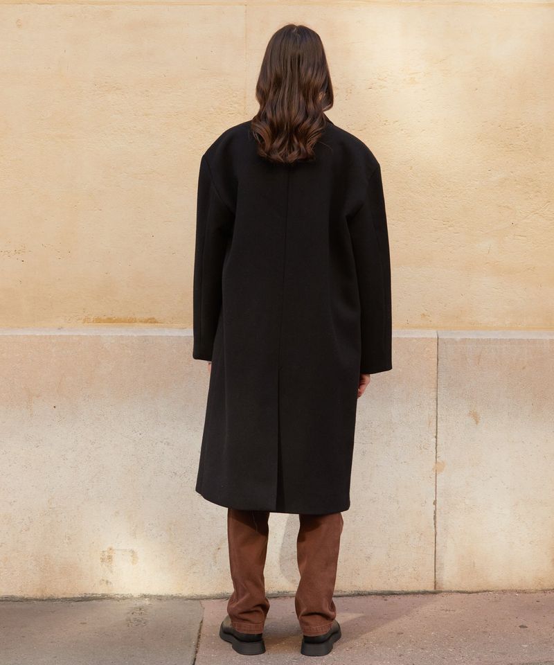 RCH wool blended oversized long coat black