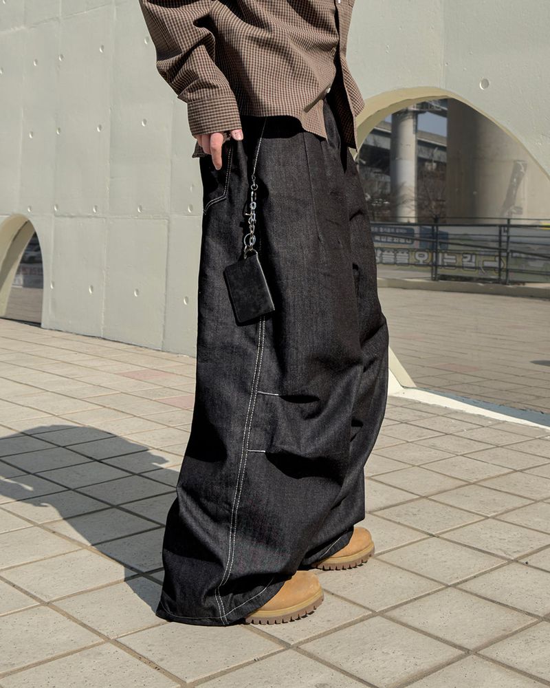 Hanel Check Flap Balloon Denim Pants