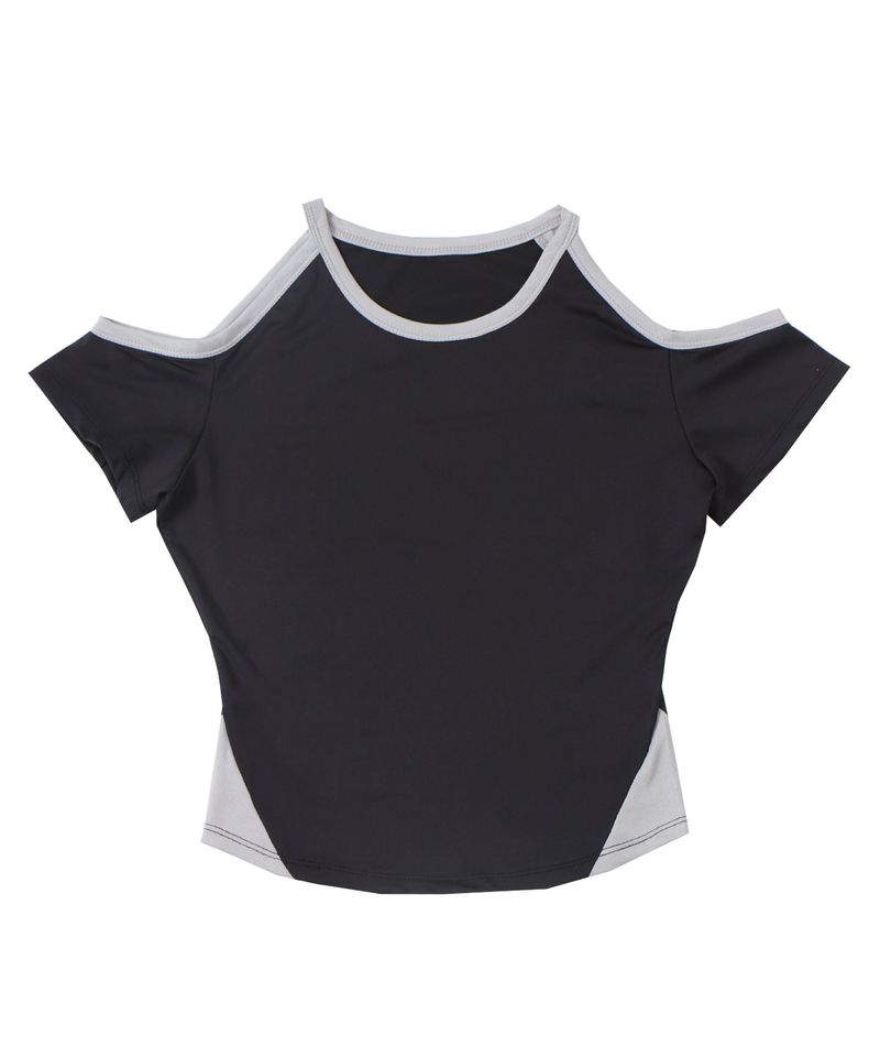 Polyester Off-Shoulder Crop Top (Navy)