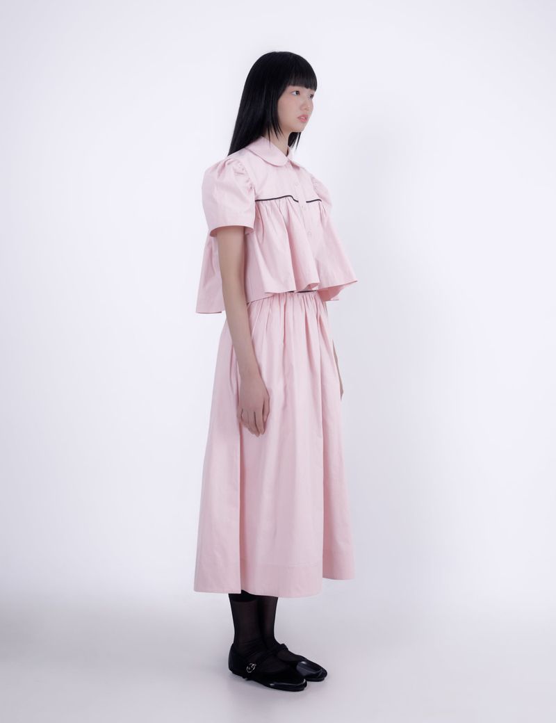 SHIRRING CROP BLOUSE (PINK)