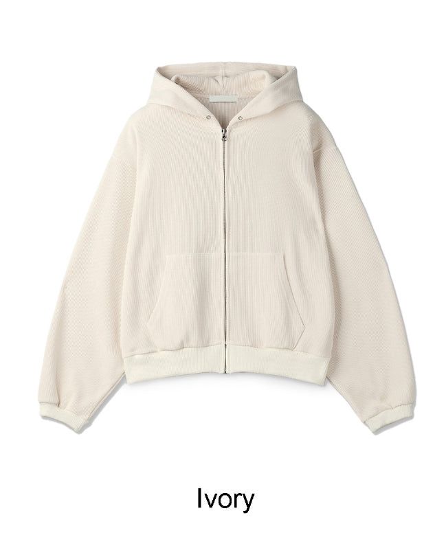 Lube Ribbed Crop Hood Zip-Up