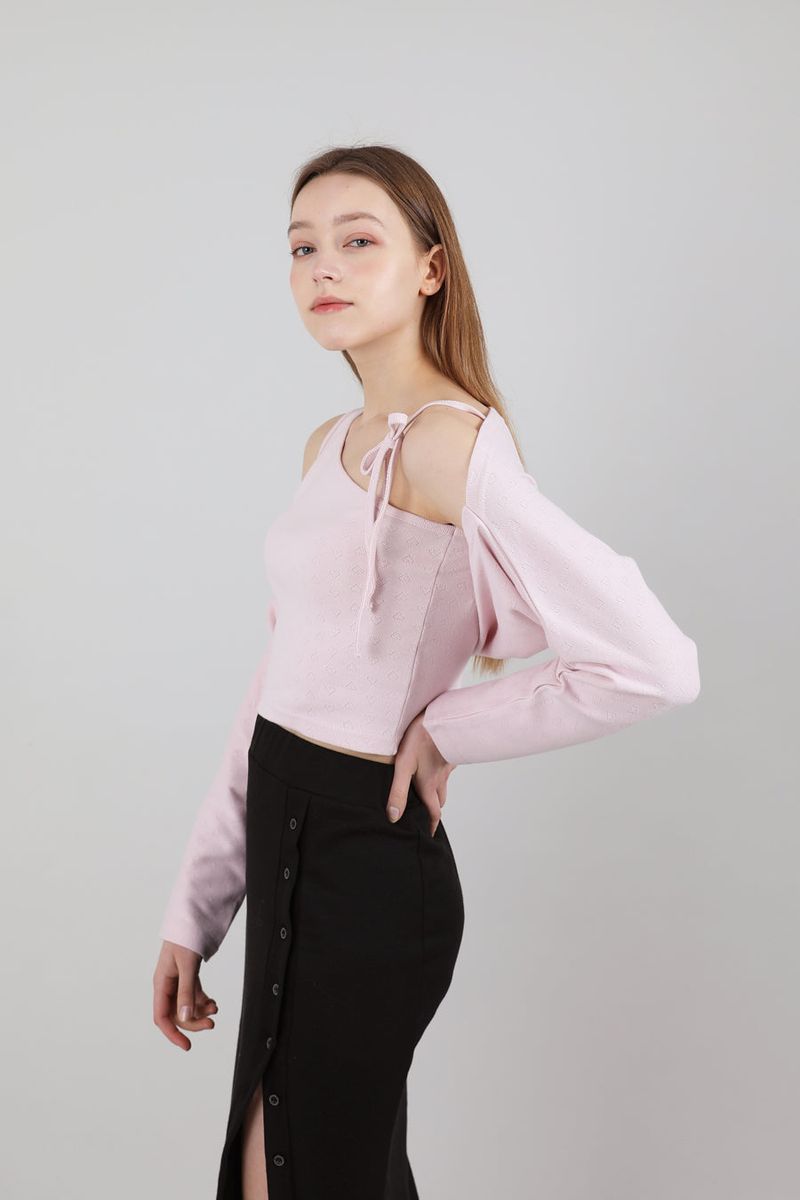 SET Ribbon Sleeveless Bolero Pink