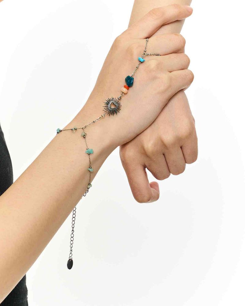 Chain Link Ring Bracelet - Heart _ BLUE