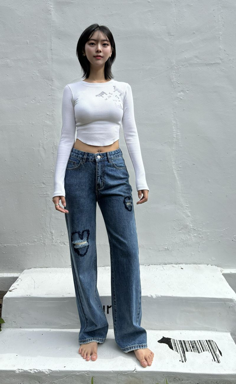 VINTAGE EMBROIDERED DENIM PANTS code 17911