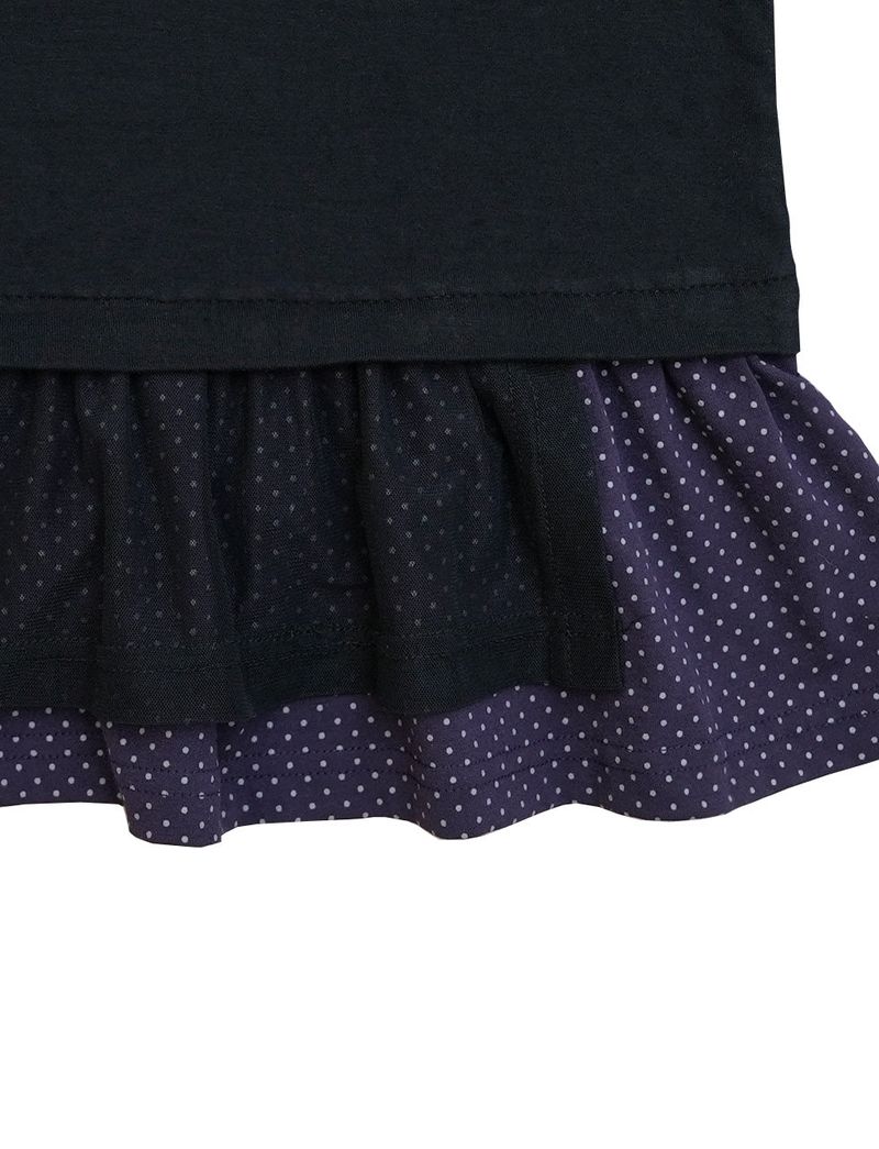 dot frill layered top / black