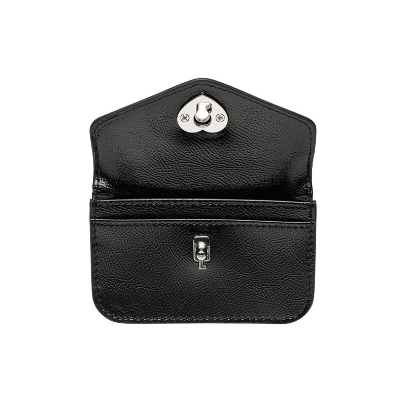 Heart Lock Compact Card Wallet Black
