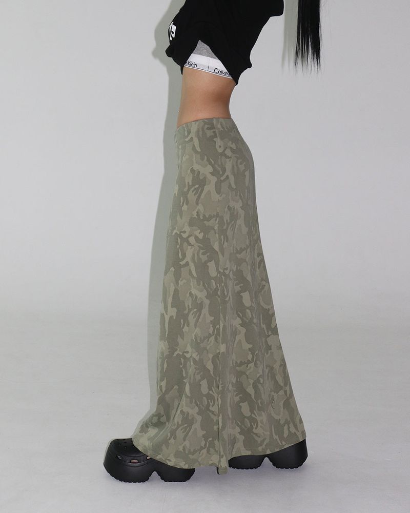 Camo Military Maxi Long Skirt