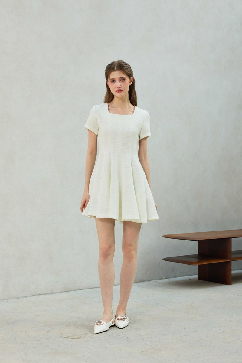 LANI TWEED DRESS / WHITE