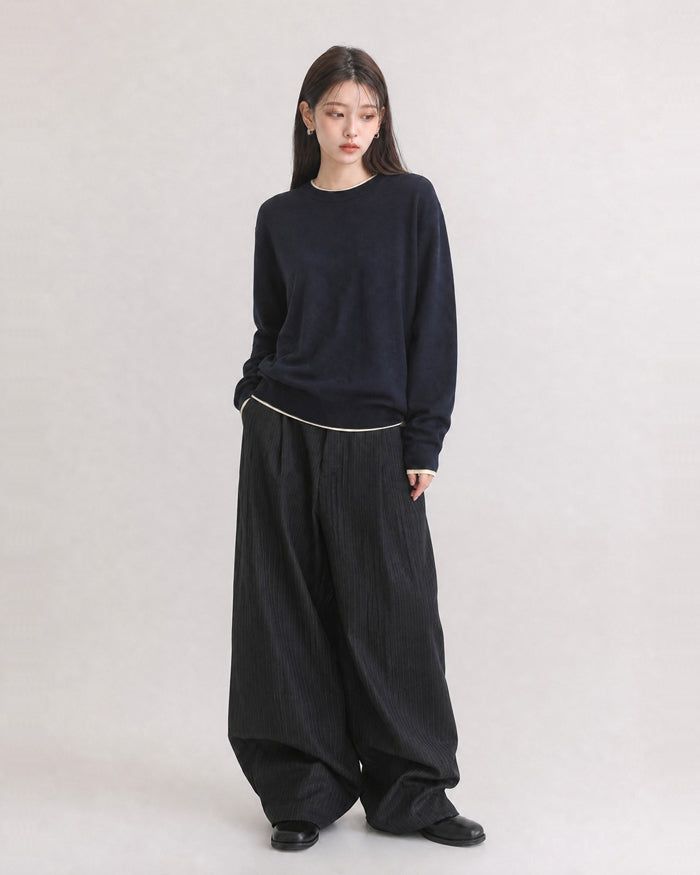 (UNISEX) Colorblock Round Knit