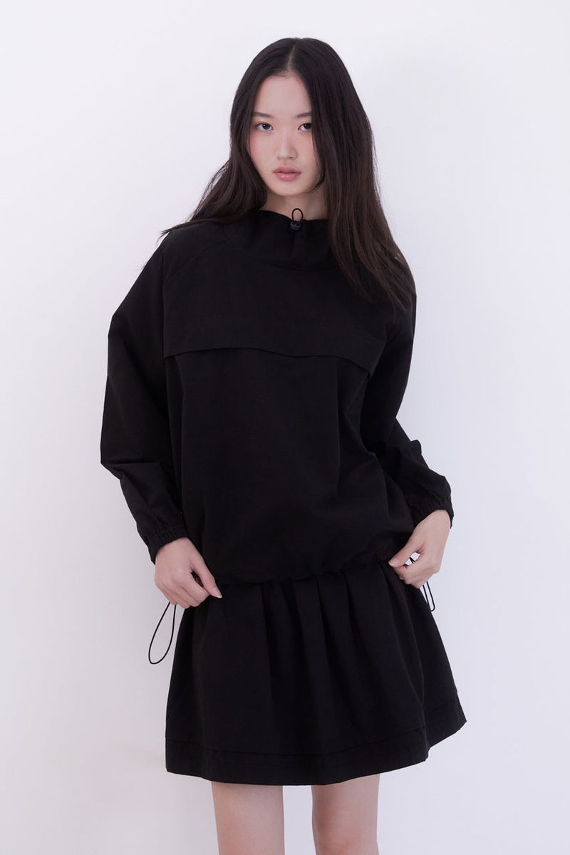 Pintuck shirring mini skirt (BLACK)