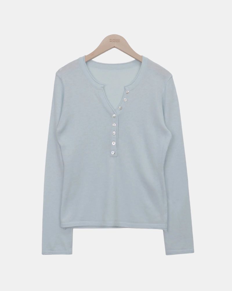 Chea Button V-Neck Long-Sleeve Knit