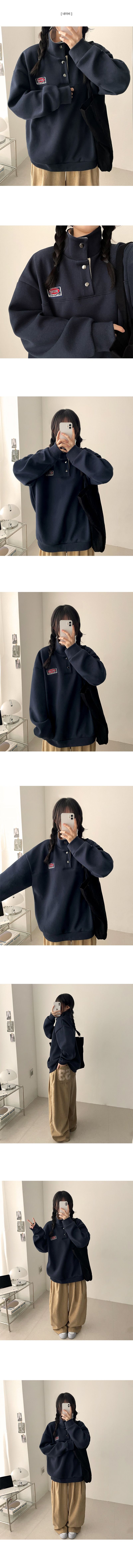 Mile Snap High Neck Patch Color Matching Sweatshirt