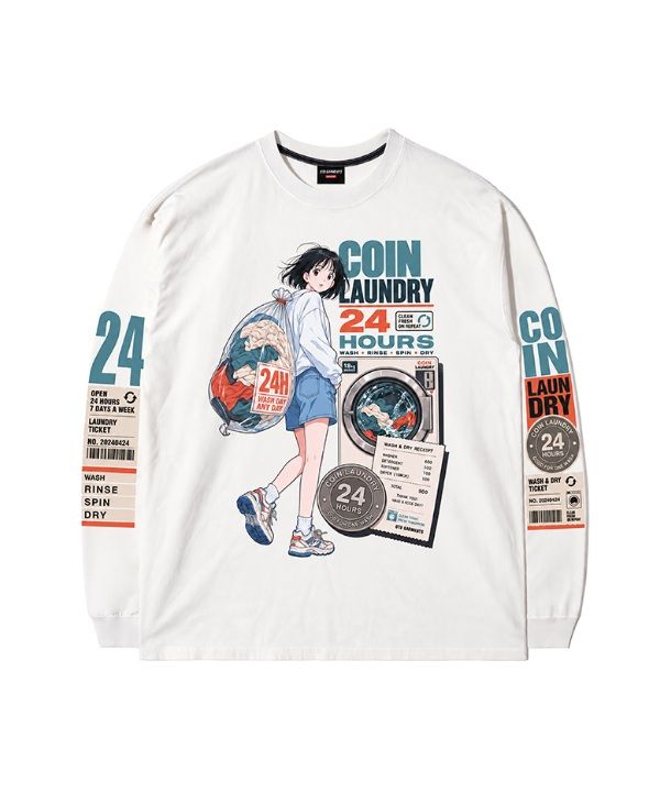 QT8 GARMENTS（キューティーエイトガーメント）の「MF 24 コイン ランドリー ウォッシュド ロングスリーブ (Ivory)（トップス）」