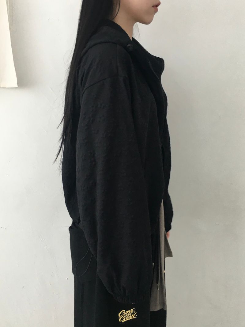 Mini Zan Flower Embossed Crop Hoodie (6c)