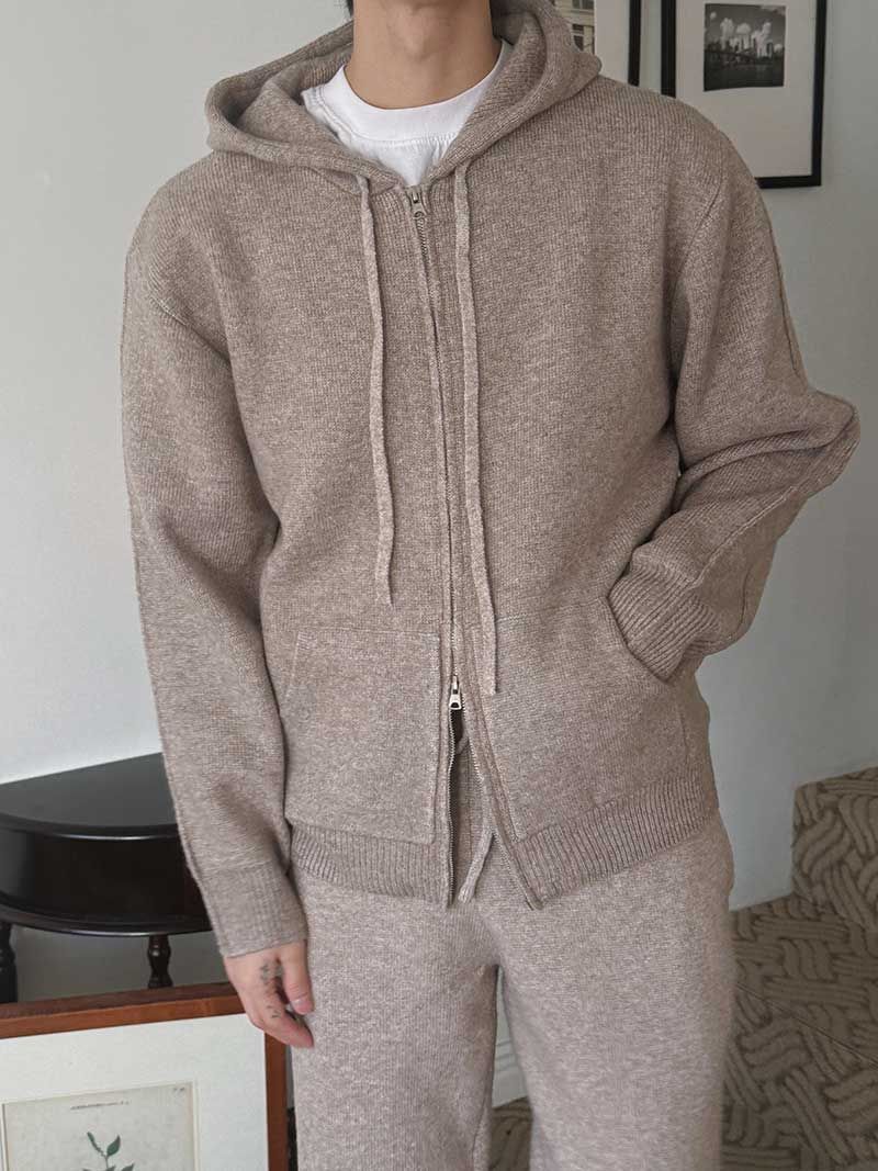 ASCLO Maison Knit Hood Zip Up & Pants (7color)