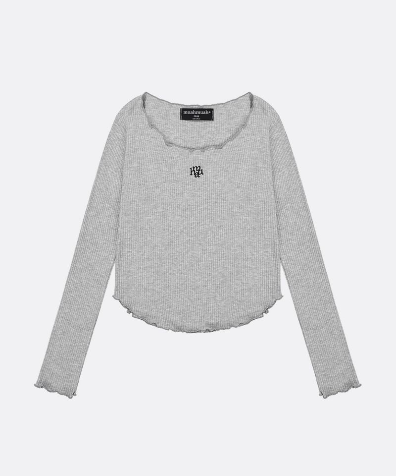 STITCH FRILL U-NECK LONG SLEEVE