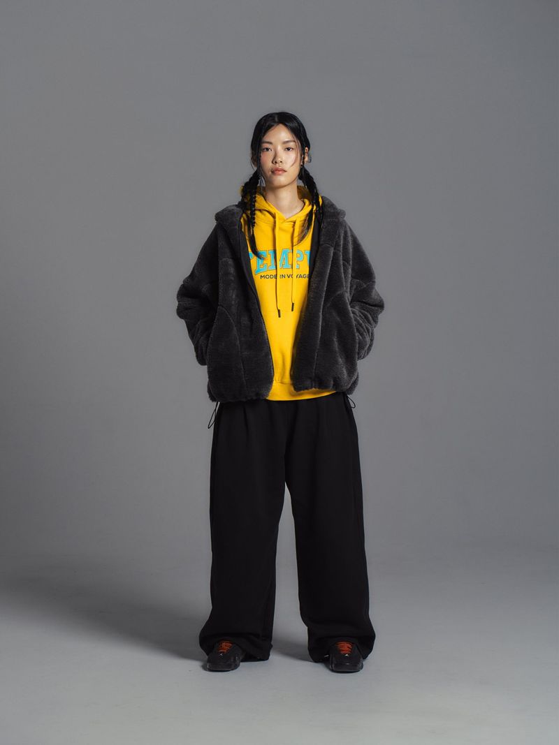 FLEECE HOOD ZIP-UP [Charcoal]