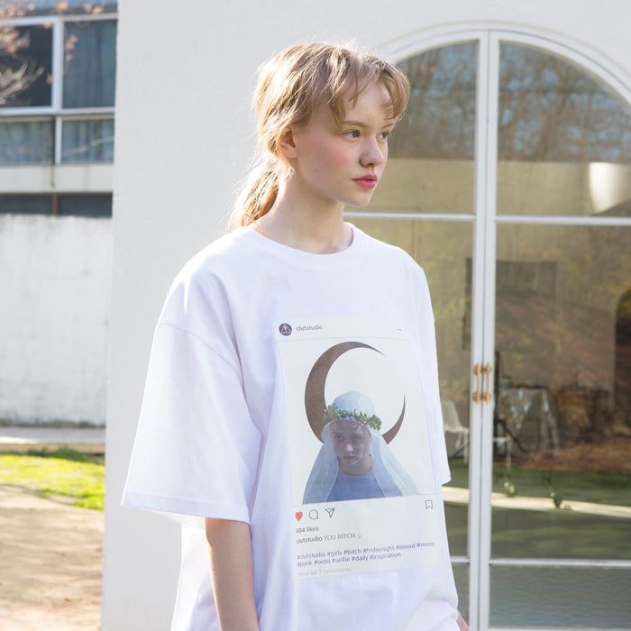 0 0 instagram half t-shirt - WHITE
