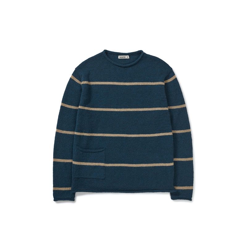 Roll-up stripe pocket knit / Deep teal