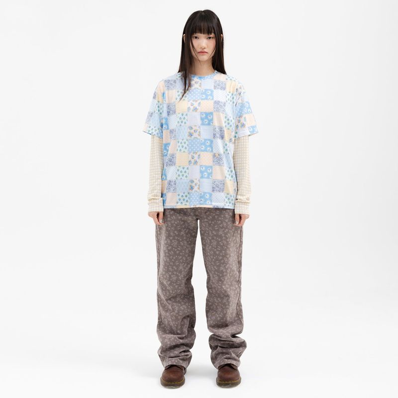 Twister Patchwork Tee - Light Blue