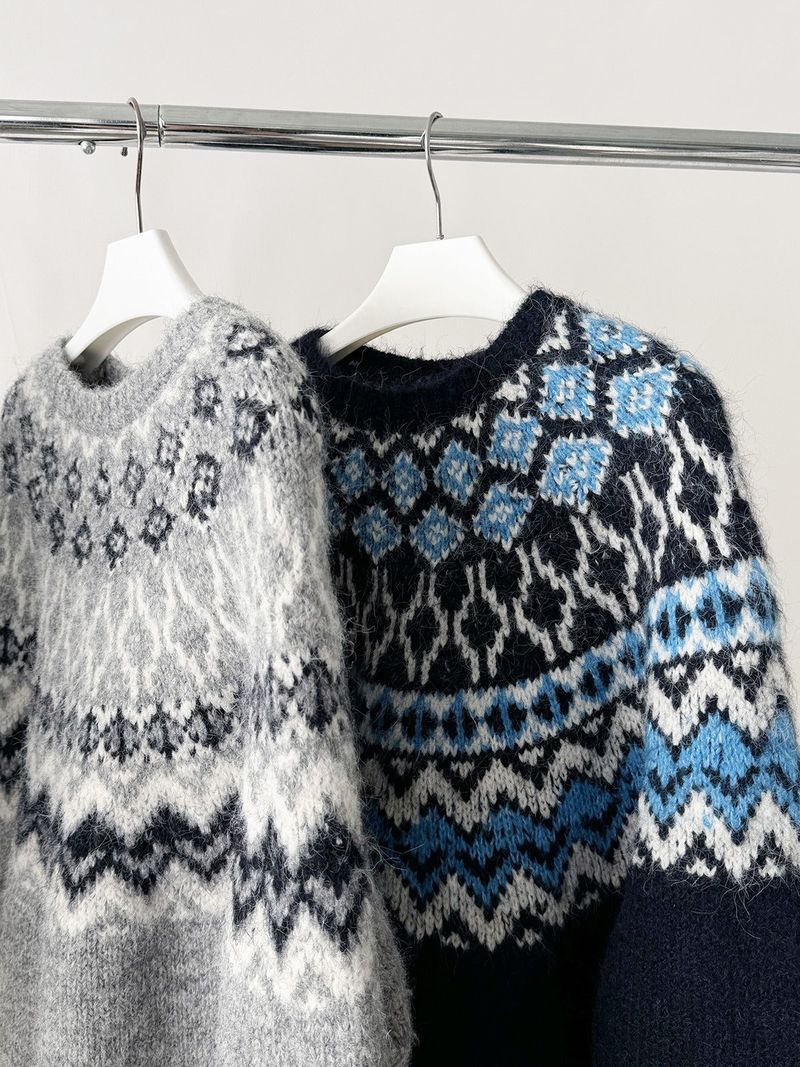 Irish Round Loose Fit Long Sleeve Knitwear