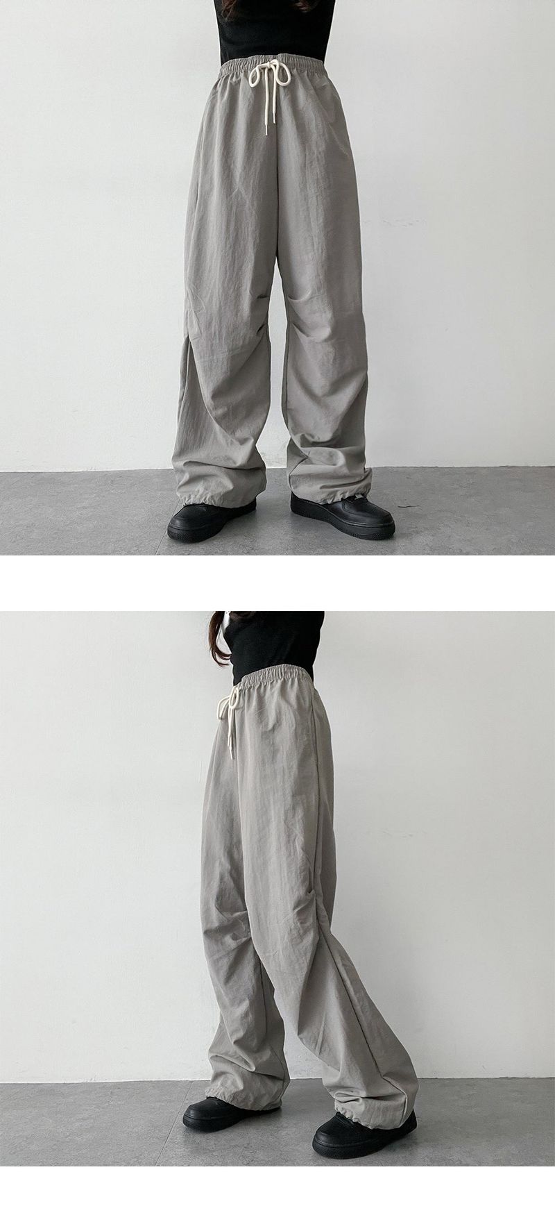Lat Knee Shirring String Wide Pants