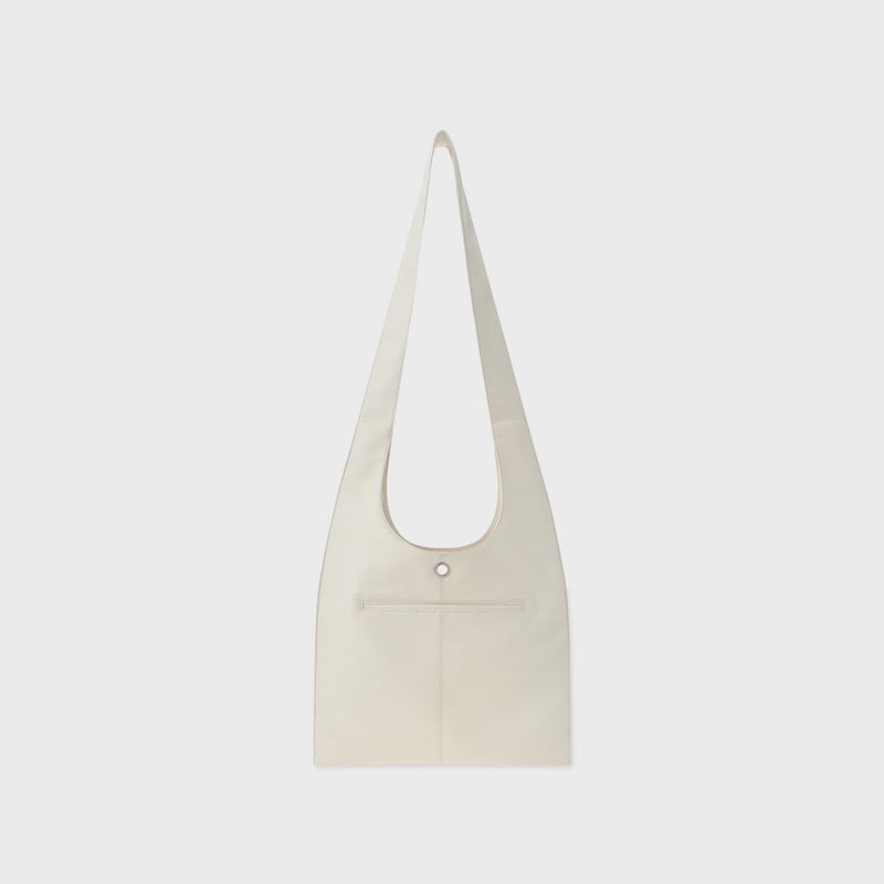Leather 2 Pocket Flat Bag Set (White)
