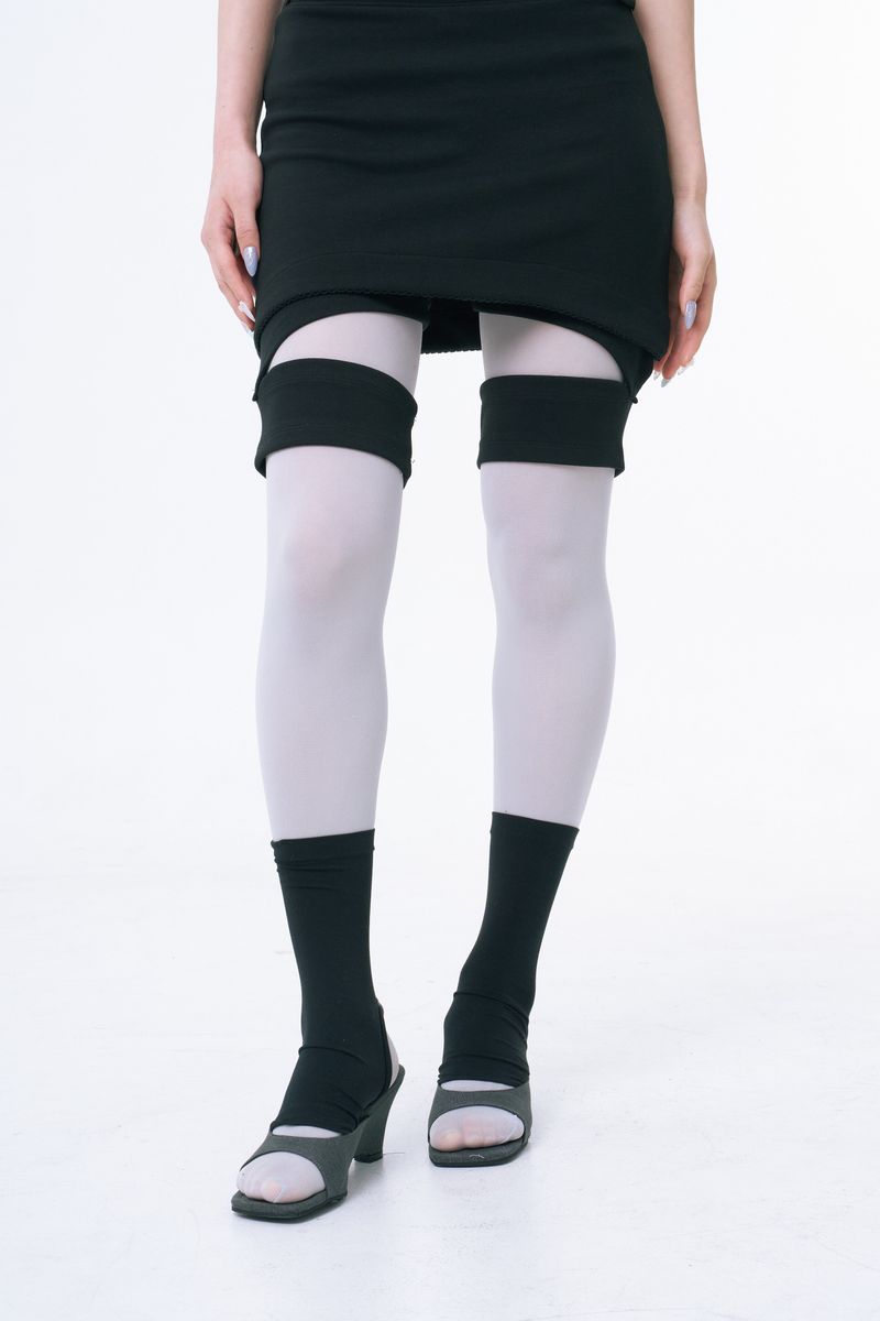 Two-Tone Layered Biker Shorts (MATT BLACK)