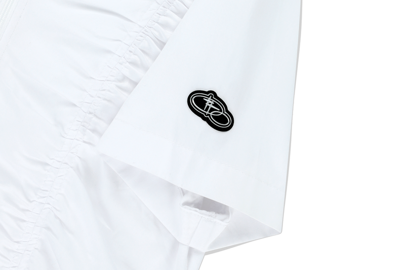 SHIRRING COTTON ZIP UP